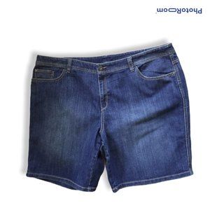 CJ Banks Denim Blue Jean Shorts 24 2X 3X Dark Wash